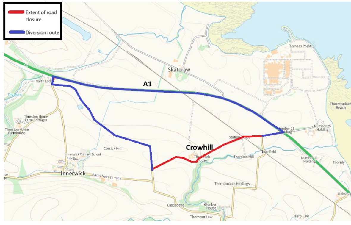 Crowhill C124 road closure and diversion
